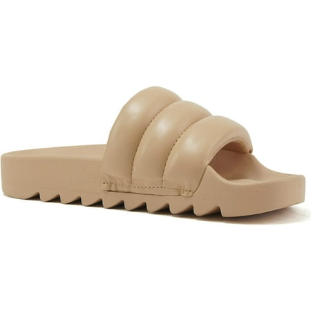 

Soda Shoes Women Flip Flops Basic Plain Slippers Slip On Sandals Slides Casual Peep Toe Footbed Beach Single Plush Between-S Beige Nude Tan 11