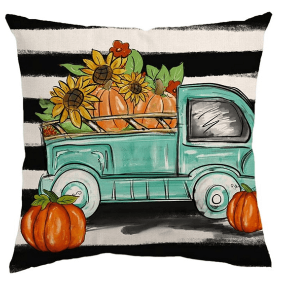 1Pc/4Pcs Fall Decorative Throw Pillow Covers 18x18inch, Watercolor Buffalo Plaid Sunflower Pumpkin Truck Polka Dot Outdoor Fall Decor Thanksgiving Farmhouse for Sofa