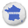 thumbnail image 1 of Coussin Rond Contour Carte Française Bonjour Décoration Maison, 1 of 3