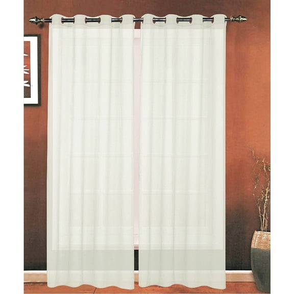 Celine Linen Luxury 2-Piece Grommet SHEER PANEL/CURTAIN - Window Curtains 54-inch width X 84-inch Length -  Beige