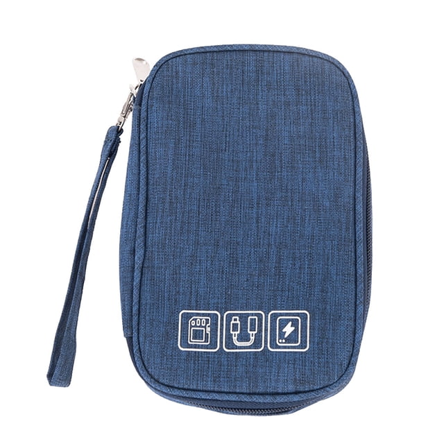 Bewildely Estuche Cremallera Poliéster Multicompartimentos Bolsas de almacenamiento Capacidad Organizador de cables de viaje Transporte de Almacenamiento y organización del hogar Azul oscuro Bewildely HA075200-06