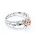 thumbnail image 2 of Dazzling Boho & hippie 1.75 Carat Round Cut Morganite And Diamond Moissanite Classic Inspired Engagement Ring, Unique Twist Band Wedding Ring in 10k Solid White Gold, Promise Ring, One Matching Band, 2 of 3