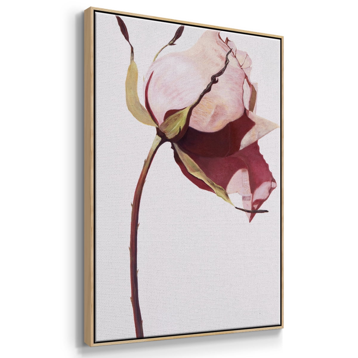 Love Is A Rose I Framed Premium Gallery Wrapped Canvas - Ready to Hang - 17 x 25 - Natural Wood Floating Frame