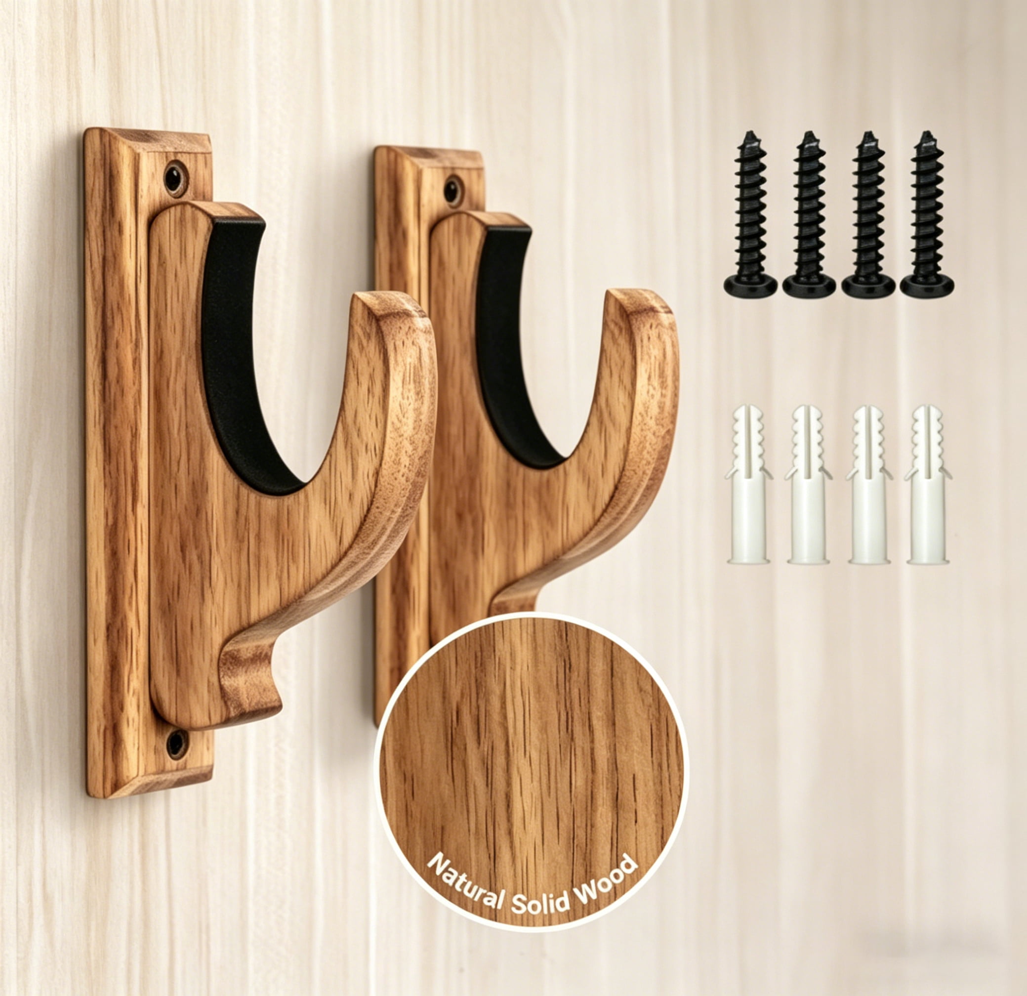 COFUNUO Wood Gun Rack Real Wood Shotgun & Rifle Wall Mount Holder for Firearms, Vintage Gun Display(4 pack）