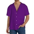 thumbnail image 3 of Fotbe Purple print Short Sleeve Button Down Shirts for Men Casual Summer Beach Wrinkle Free Shirt-Small, 3 of 7