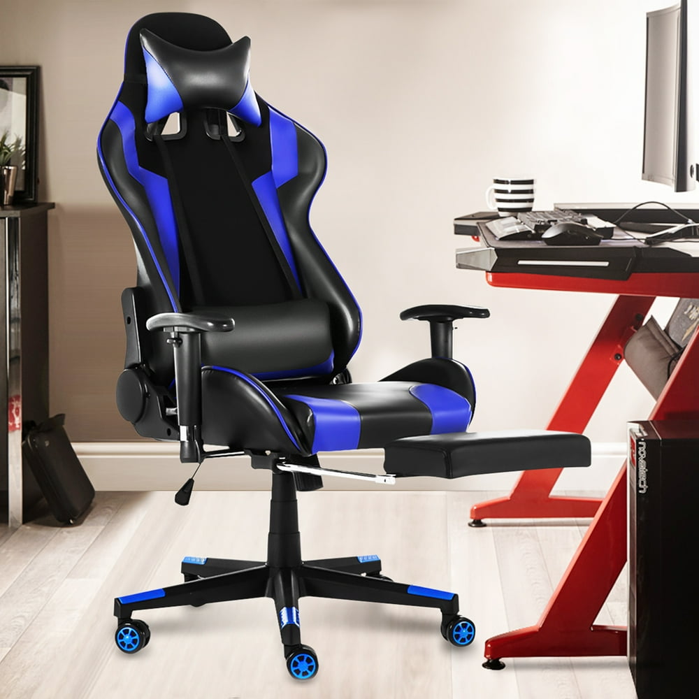 Gaming Chair Racing Style Reclining Ergonomic Swivel Leather Chair