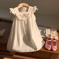 thumbnail image 1 of Robes d'Été pour Fillette, Robes Trapèze pour Fille, Robe Sans Manches Beige pour Filles, Robe de Demoiselle d'Honneur, 1 of 4