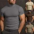 thumbnail image 3 of WTXUE T-Shirts Short Sleeve, Mock Neck Shirts for Men Male Summer Solid T Shirt Blouse Turtleneck T Shirt Solid | Casual for Men Khaki L, 3 of 8