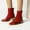 Red, variant on Babysbule Womens Shoes Clearance, Women's Midrange Winter Leather Stitching Square With Fleece Patchwork Back Zipper Rider's Boot