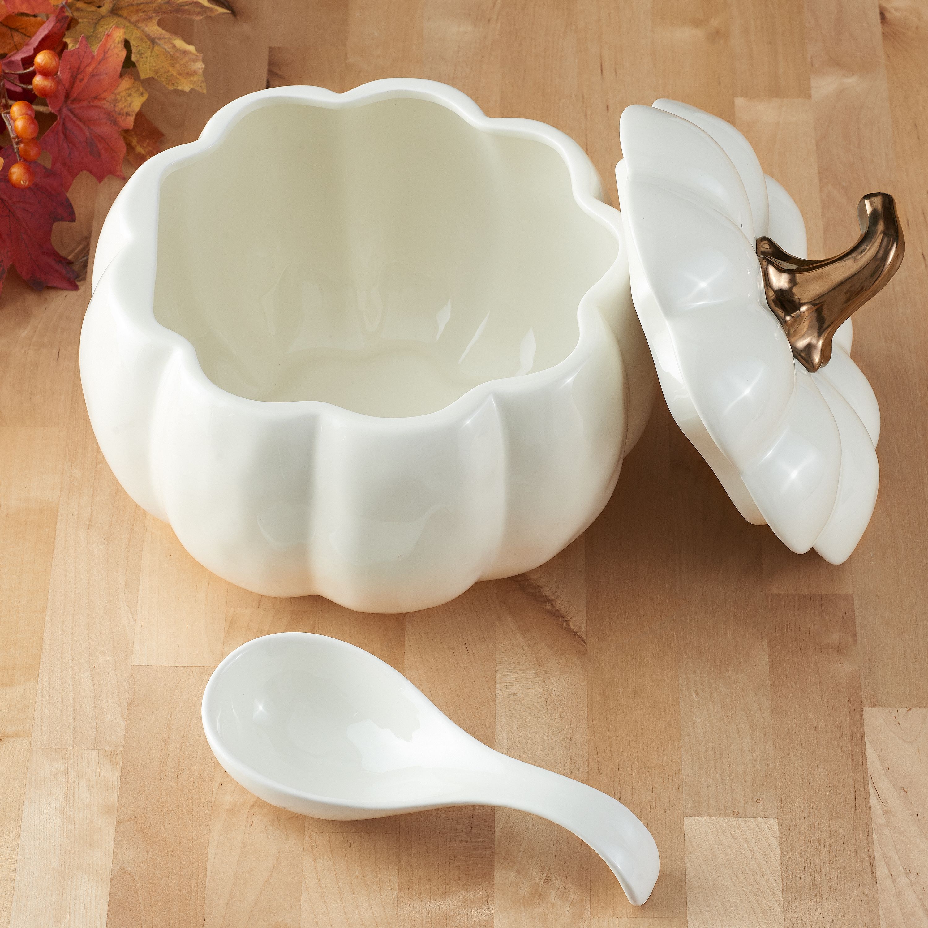 Better Homes & Gardens Pumpkin Soup Tureen Serving Bowl with Ladle - image 2 of 6