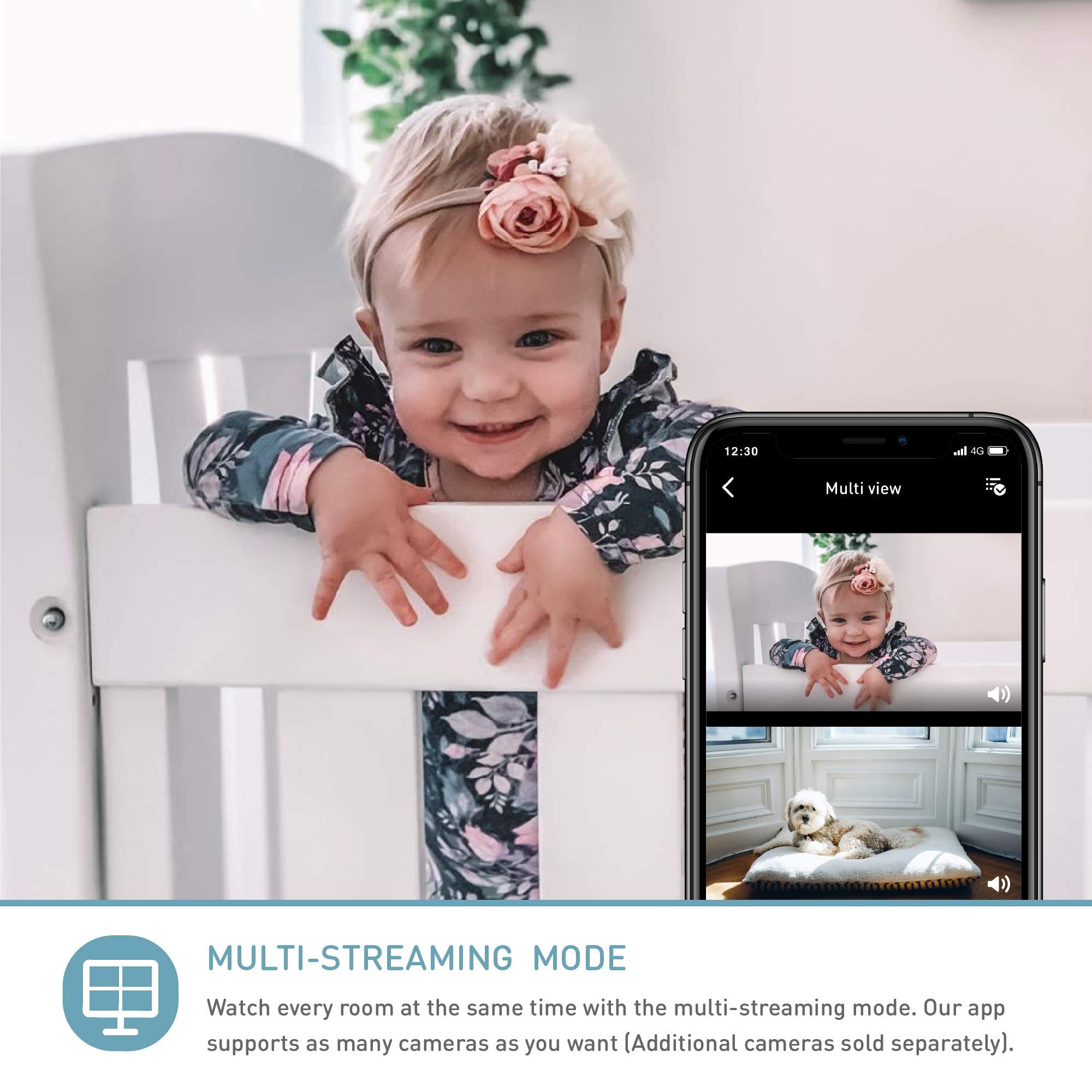 Lollipop Baby Monitor (Pistachio) - with Contactless Breathing Monitoring (No Extra Sensor Required, Subscription Service), Sleep Tracking and True Crying Detection, Smart AI WiFi Baby Camera