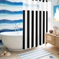 thumbnail image 5 of No Hook Shower Curtain with Built-in Rings - Black and White Striped Pattern Washable Waterproof Fabric Bathroom Curtains for Hotel,Rentals, Stall 36 X 78 Inch , Minimalist, 5 of 9