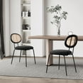 thumbnail image 1 of Kithkasa Rattan Boucle Dining Chairs for Dining Room, Metal Legged, Set of 2, Black, 1 of 8