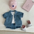 thumbnail image 2 of MEZZALL Boys Denim Outfits Sets Casual Summer Two Piece Toddler Clothes Elastic Waist Solid Color Comfortable Playwear Year Olds Dailywear Boho / 3-4 Years, 2 of 4
