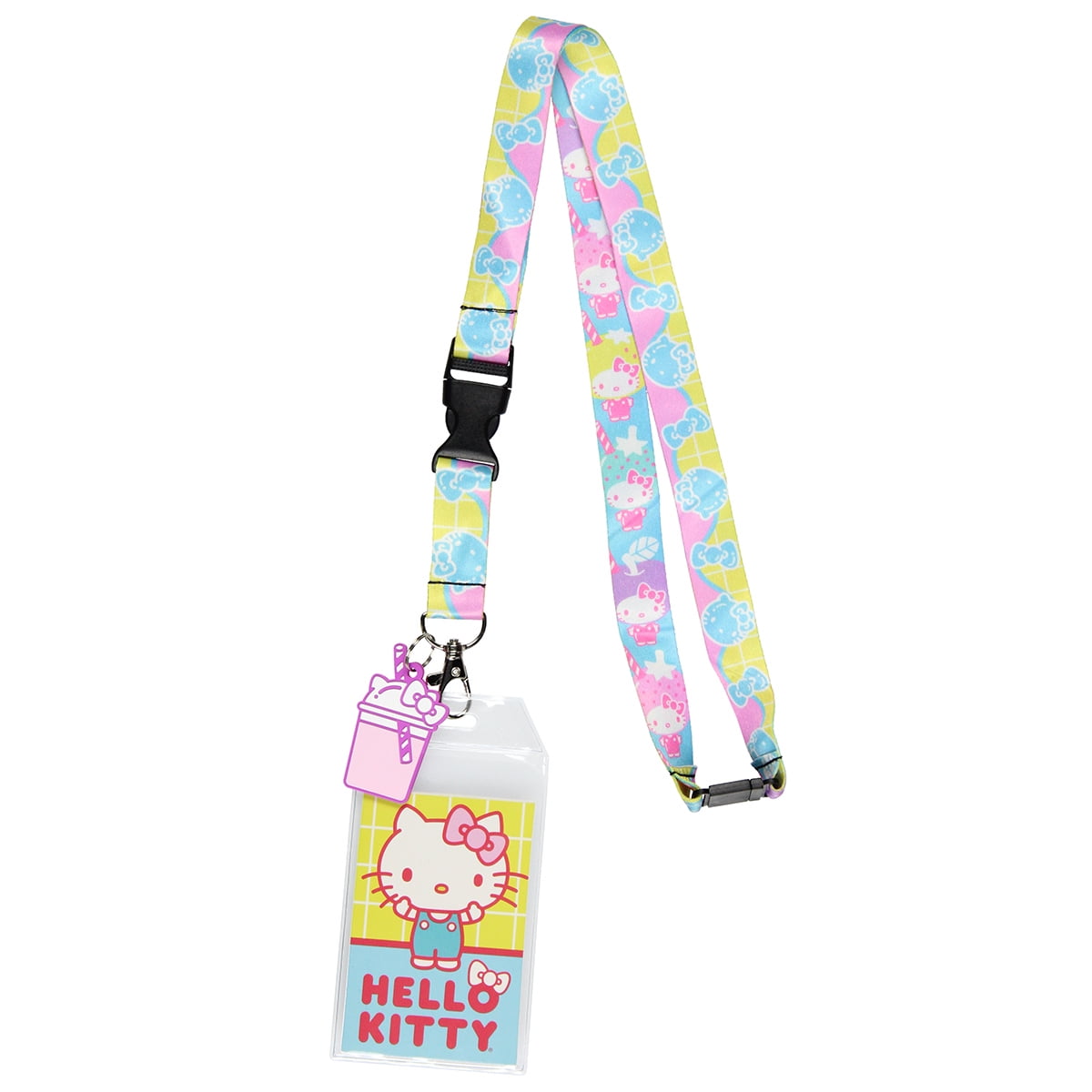 Sanrio Hello Kitty Pastel ID Badge Holder Lanyard w/ Kitty Cup