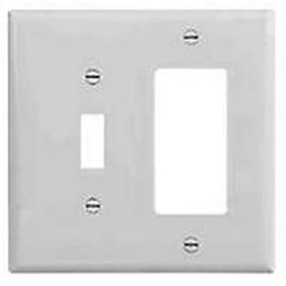 Eaton 2153W-BOX Standard Size 2-Gang Thermoset Toggle and Decorator Combo Wall Plate with Box, White Finish