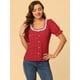 thumbnail image 3 of Blusa Estampada Corazón Amor Allegra K Manga Volantes Cuello Cuadrado Rojo S, 3 of 6