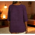 thumbnail image 4 of Amzcrzy Women's 3/4 Sleeve Tops Versatile Round Neck Summer Tops for Women Comfy Linen Going Out Tops Casual Loose Solid Color Spring Tops, 4 of 6