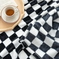 thumbnail image 4 of Throw Blankets Flannel Blanket with Checkerboard Plaid Pattern Soft Throw Blanket for Couch, Bed, Sofa Luxurious Warm and Cozy for All Seasons (Black, 50"x60"), 4 of 7