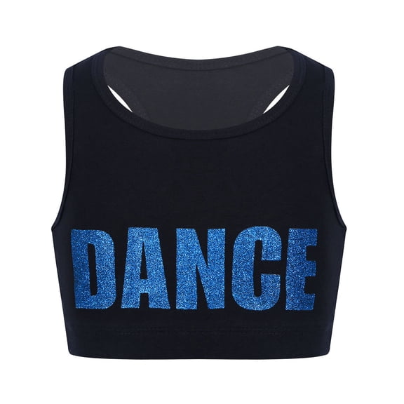YiZYiF Kids Girls Glittery Racer Back Dance Top Sports Gymnastics Bra Top Tees