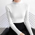 thumbnail image 5 of QATAINLAV Mock Neck Long Sleeve Shirts for Woman Solid Color Casual Pullover Sweater Ribbed Knit Cute Slim Fit Tops White, 5 of 7