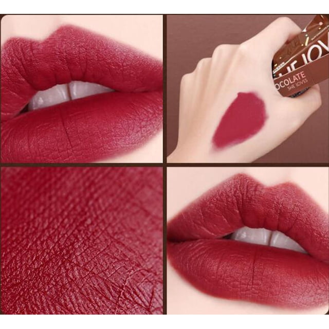 Fiudx Barra de Labios Mate Chocolate Matte Lip Glaze Barra de Labios Mate Que No Se Desvanece