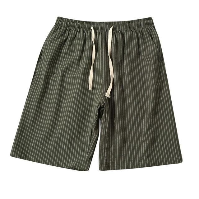 Yuzhih Summer Shorts for Men Plus Size Casual Drawstring Striped Shorts Quick Dry Lightweight Short Pant with Pockets