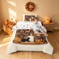 thumbnail image 3 of Homewish Halloween Spooky Animal Twin Comforter Sets, Pumpkin Lantern Ghost Bedding Set, Beige Brown Orange, Pumpkin Bat Reversible, 2 Pieces 1 Comforter and 1 Pillowcase, 3 of 5