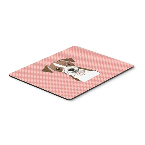 Checkerboard Pink Jack Russell Terrier Mouse Pad Hot Pad or Trivet