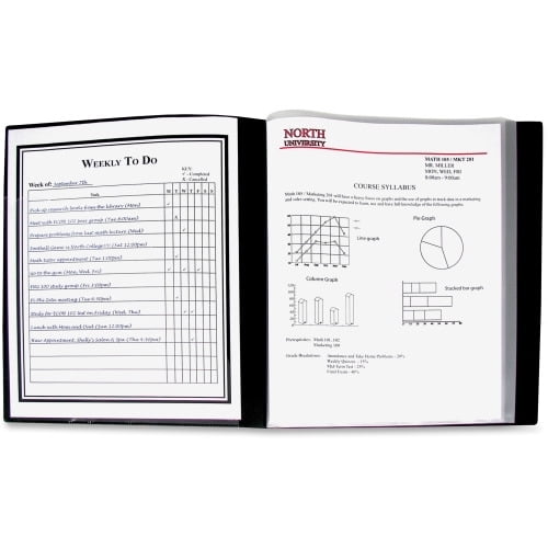 C-Line 24-Pocket Bound Sheet Protector Presentation Book Black Cover, Clear Pages, 1/EA, 33240