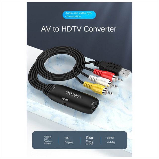 Convertidor de Adaptador Compuesto Compatible con para A HDTV 1080P AV A HDTV con Adaptador AV de Cable Compatible con para