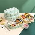 thumbnail image 4 of Stainless Steel Lunch Box, Leakproof Divided Bento Box, 10.4"×8" Aesthetic Metal Food Storage Container, Cute Food Storage Containers, Portable Snack Container for Outdoor Work Lunch, 4 of 6