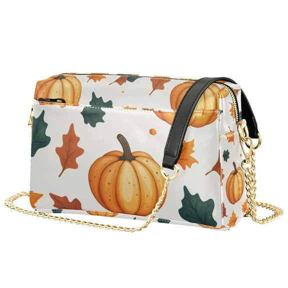 FORMRS Women Crossbody Purse with Chain Strap Vegan Leather Shoulder Handbag, Pumpkins Pattern