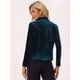 thumbnail image 4 of Blazer con solapa con muescas para mujer, manga larga, para oficina, negocios, con botones, de terciopelo Azul Pavo Real M, 4 of 6
