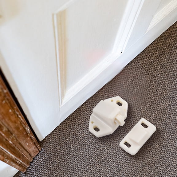 5Pc Furniture Cabinet Closet Door Roller Catch With Abs Roller White