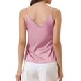 thumbnail image 3 of Camiseta de satén para mujer, tirantes, escote en V, top de seda casual, formal, capa, camisa de dormir 2026 XS Rosa, 3 of 6