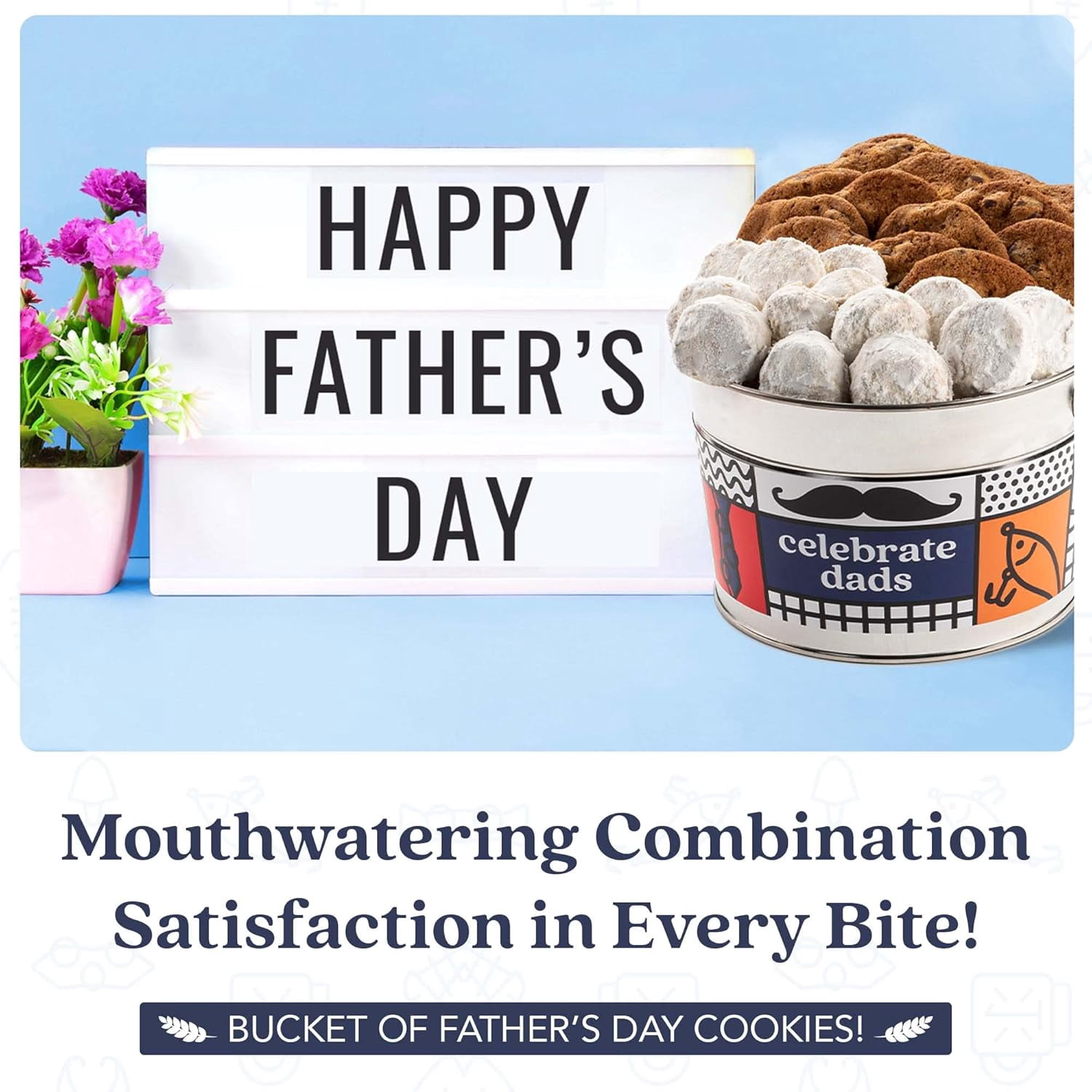 David’s Cookies Father's Day Assorted Cookies Gift Bucket, Freshly Baked Sweet Snacks, 1.3 lbs