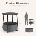 thumbnail image 3 of GIANNA Round Edge End Table In Living Room, Nightstand, Small Side Table With Fabric Basket, Steel Frame, 3 of 8
