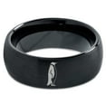 thumbnail image 2 of Tungsten Emperor King Penguin Standing Band Ring 8mm Men Women Comfort Fit Black Dome Brushed Polished, 2 of 4