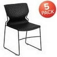 thumbnail image 3 of BizChair 5 Pack 661 lb. Capacity Black Full Back Stack Chair with Black Powder Coated Frame, 3 of 14