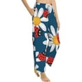 thumbnail image 3 of PISONIC Daisies With Ladybugs Printed Women's Pajama Pants, Comfy Pajama Bottoms With Pockets&Drawstring, 3 of 7