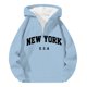 thumbnail image 3 of MHFRRA Sudadera con Capucha y Cremallera de Un Cuarto con Estampado de Letras, Suave y de Cobertura Total, Cómoda y Casual, Ideal para Uso Diario y Actividades Al Aire Libre Azul claro, 3 of 3