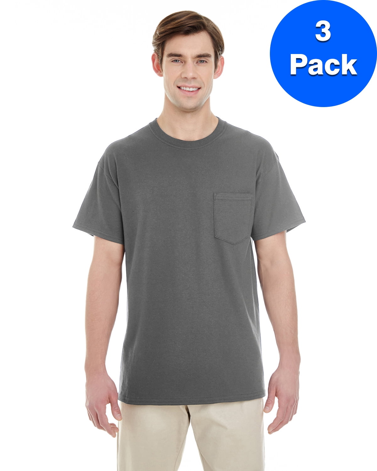 Mens Heavy Cotton T-Shirt with a Pocket 3 Pack - Walmart.com