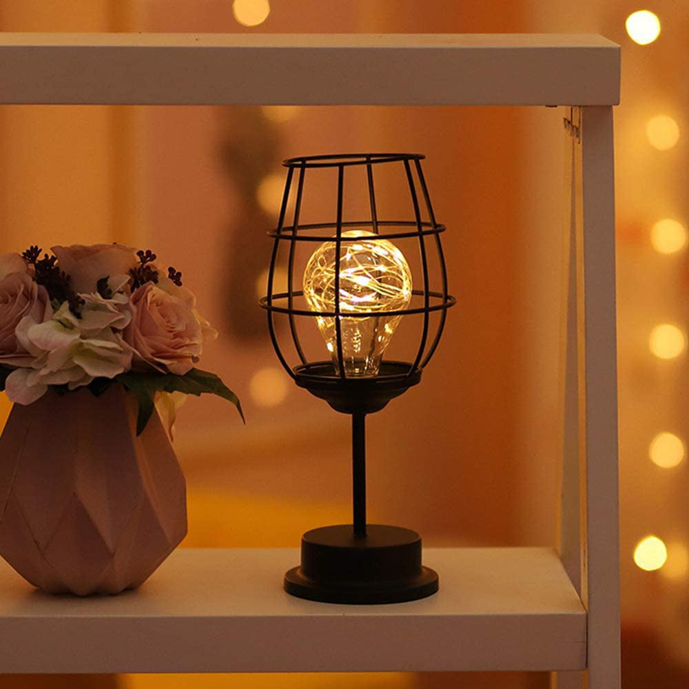 1 Vintage Metal Battery Operated Table Lamp with LED Bulb for Wedding