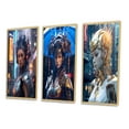 thumbnail image 3 of Designart "Futuristic Cyberpunk Goddess Portrait II" Cyberpunk Woman Framed Wall Art Set Of 3 - Blue Woman Cyberpunk Frame Gallery Wall Set For Home Decor, 3 of 6