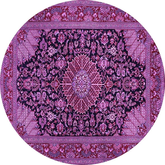 Ahgly Company Indoor Round Medallion Purple Traditional Area Rugs, 7' Round