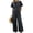 Dark Gray, variant on OIOLOYJM Linen Lounge Sets for Women 2 Piece Summer Crew Neck Short Sleeve Shirts Lightweight Wide Leg Cotton Linen Pant Casual Matching Tracksuits Sets Pink XL