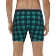 thumbnail image 4 of Picia Teal On Black Plaid Pattern Men's Athletic Long Leg Briefs , Performance Stretch Underwear，Moisture-Wicking, 4 of 7