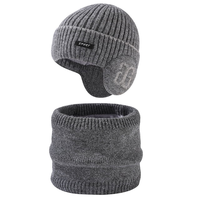 Winter Knitted Wool Scarf Hat Gloves Set Warm Velvet Padded Accessories for Cold Weather Comfort