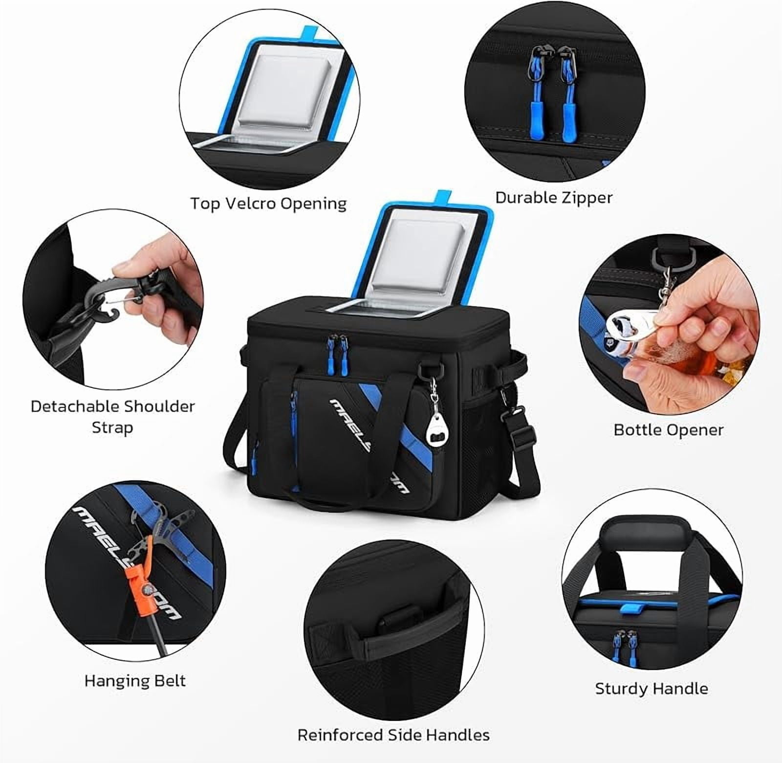 Maelstrom Cooler Bag, 30 Cans Beach Cooler, Large Leakproof Insulated Soft Cooler with Bottle Opener, Ice Chest, Portable Collapsible Cooler for Travel, Camping, Shopping